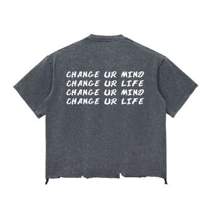 Washed Raw-Hem Box T